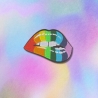 Pride Patch: Bunte Lippen, Gestickter Regenbogen LGBTQ+ Aufbügler (8 cm)