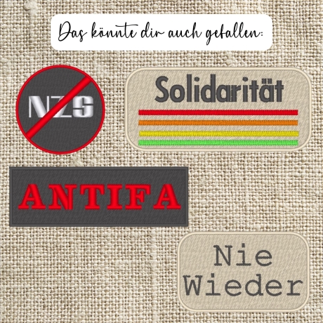 Nie wieder Patch: Politisches Aufbügler, gestickte Applikation