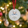 Personalisierte Weihnachtskugel Baby, Erstes Weihnachten 2025, Bär Design, 7 cm, Individuell mit Name, Blau