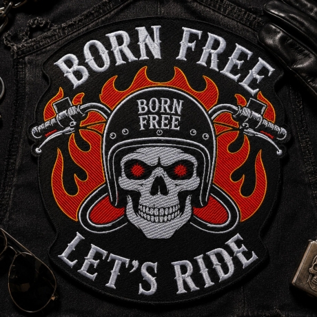 „Born Free“ – XXL Biker Rückenpatch – Handgemachter Motorrad Rückenpatch 37 cm