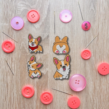 Mini Aufnäher Set | Kleine Corgis Applikationen - Geschenk für Hundeliebhaber