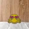 Retro Aufnäher | Gestickter Peace Smiley | 70s Sonnenbrille, Palmen (7 cm)