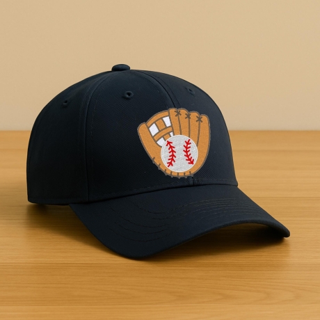 Gestickter Baseball Aufnäher: Handschuh & Ball zum Aufbügeln (7,5 cm)