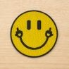 Smiley Mittelfinger Aufnäher gelb, runder Aufnäher, Bügelpatch