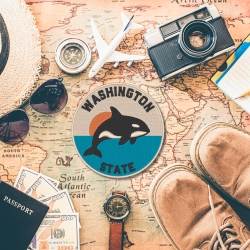 Travel Aufnäher | Washington State Orca | Andenken, Los Angeles Geschenk | Aufbügeln
