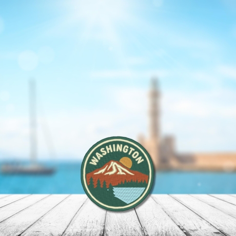 Washington Aufnäher, State Aufnäher Berge | 9 cm Stickpatch | USA Reise Souvenir