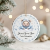 Personalisierte Weihnachtskugel Baby, Erstes Weihnachten 2025, Bär Design, 7 cm, Individuell mit Name, Blau