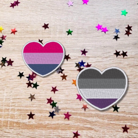 Pride Herz Patch gestickter Regenbogen, kleines Bügelbild queer merch