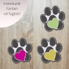 Tierliebhaber Aufnäher | Tatze mit Herz Design | Gestickte Aufbügler, Farben anpassbar