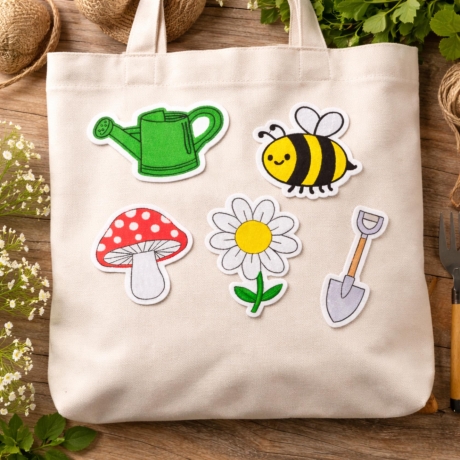 Frühlings Aufnäher Set, Garten Thema Gestickte Aufnäher 6-7 cm