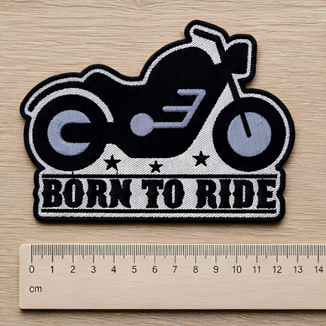 Biker Patch Born toRide, Aufnäher mit Motorrad, Aufnäher, 12 cm