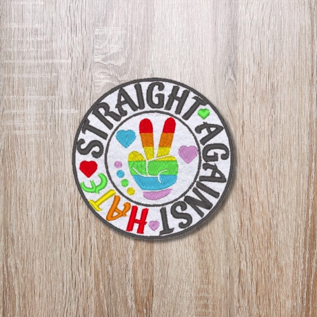 Pride Aufnäher – Rundes LGBTQ+ Aufnäher mit Peace-Zeichen, Regenbogen