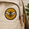 Bestickter Bienen Aufnäher, 9 cm rund, gelb schwarz, Klett oder Bügelbild