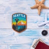 1920er Jahre Aufnäher bestickt, Space Needle, Mount Rainier Stickerei, Reise Souvenir, Outdoor Aufnäher