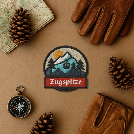 Zugspitze Aufnäher – Gestickter Berg Aufnäher, Deutschland Souvenir (ca. 8 cm) Filz Polyester Bestickt
