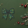 Weihnachten Aufnäher | Festliche Schleife bestickt Weihnachts Schleifenband-Applikation (7 cm)