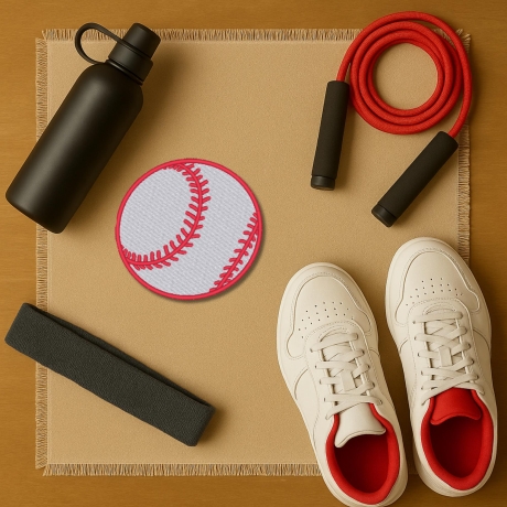 Baseball Patch: Rundes Bügelbild für Sportfans (7 cm)