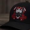 Großer Totenkopf Biker Patch – 10 x 12 cm | Totenkopf Aufnäher rot schwarz | Motorrad Rocker Style