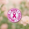 Breast Cancer Patch, Pink Ribbon Hope Fight Believe, 9cm Round