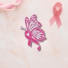 Brustkrebs Aufnäher – Schmetterling mit Pink Schleife | 7cm hoch