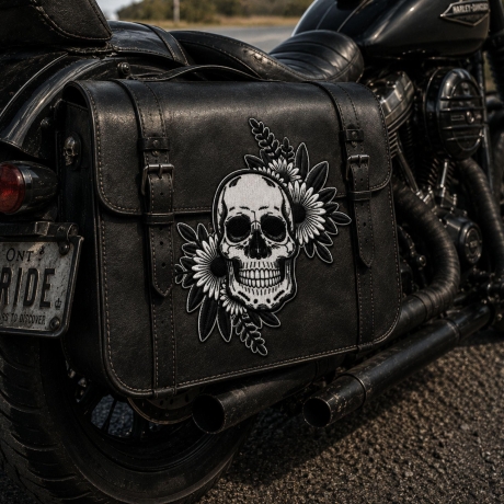Totenkopf aufnäher groß bestickt,schwarz weiß rückenpatch,Biker Motorradweste