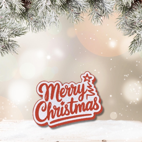 Festlicher Urlaub Filz Aufnäher | Aufgestickt Merry Christmas |. 8cm