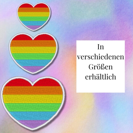 Pride Herz Patch gestickter Regenbogen, kleines Bügelbild queer merch