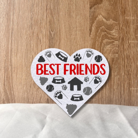 Dog Lover Patch, BFF Herz, gestickt, 9 cm Rot & Schwarz