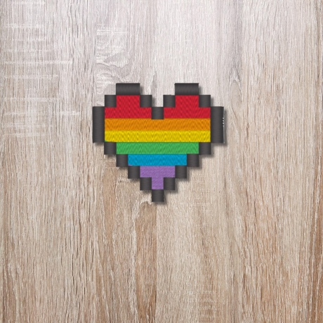 Pride Aufnäher: Rainbow Pixel Heart Aufnäher - 5 cm