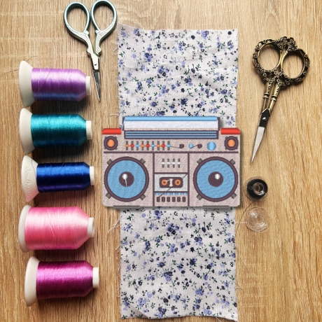 Gestickter Retro Boombox Patch, Vintage Musikgeschenk