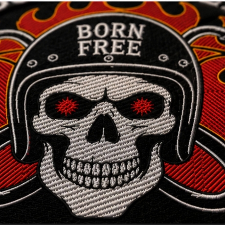 „Born Free“ – XXL Biker Rückenpatch – Handgemachter Motorrad Rückenpatch 37 cm