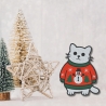 Weihnachtskatze Aufnäher | 8cm | Bügelbild | Kätzchen im Weihnachtspulli