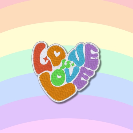 Pride Aufnäher | Liebe Herz Retro gestickte Applikation | Aufbügeln | 8,5cm
