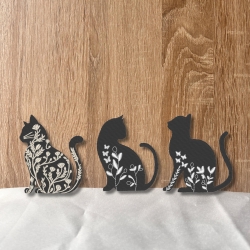 Blumen Katze Patch: Gestickte Applikation, anpassbare Farben (7 cm)