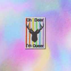 LGBTQ Aufnäher Oh Deer I'm Queer, Bestickter Pride Patch, 7 cm