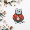 Weihnachtskatze Aufnäher | 8cm | Bügelbild | Kätzchen im Weihnachtspulli