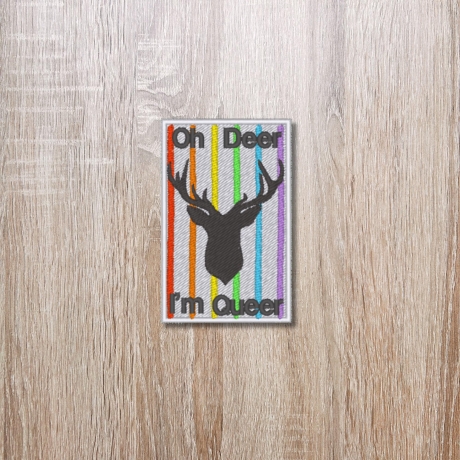 LGBTQ Aufnäher Oh Deer I'm Queer, Bestickter Pride Patch, 7 cm