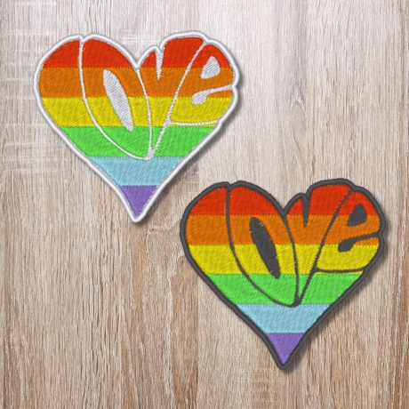 Pride Patch: Regenbogen Liebe Herz Gestickte Applikation (7 cm)