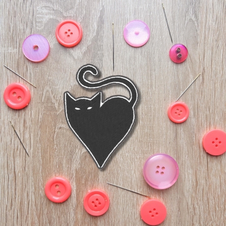 Katze Aufnäher | Herzförmige Kitty gestickte Aufbügler, anpassbare Farben