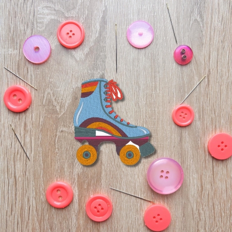 Retro Rollschuh-Patch: Gestickte Applikation im 70s/80s Style