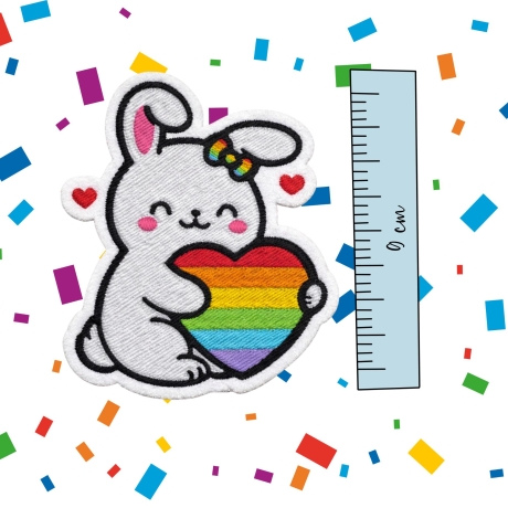 LGBTQ+ Bunny Pride Patch 9 cm, gesticktes Accessoire zum Aufnähen oder Aufbügeln
