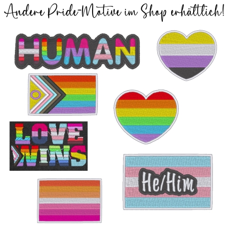 Pride Aufnäher | Regenbogen Mensch | Bestickter LGBTQ+ Aufnäher mit Regenbogen-Flaggen
