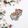 Weihnachtliche Patch Corgis Gestickte Aufnäher | Lustiger Hund mit Lichtern (7 cm)