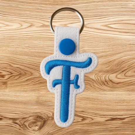 Initial Keychain, bestickt | Personalisierter Buchstabe Anhänger, individuelle Farbe mit Schlüsselring aus Metall