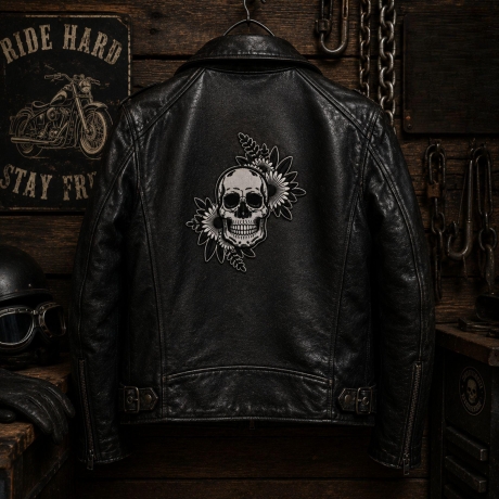 Totenkopf aufnäher groß bestickt,schwarz weiß rückenpatch,Biker Motorradweste
