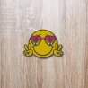 Retro Aufnäher | Gestickter Peace Smiley | 70s Sonnenbrille, Palmen (7 cm)