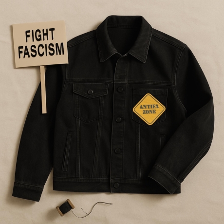 Antifa Aufnäher, antifaschistischer Aufnäher, gelb & schwarz, 8 cm, gestickt, gegen Rechts, Streetwear