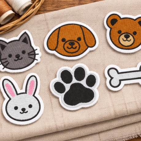 Tier Aufnäher Set, Haustier Thema Gestickte Aufnäher 6-7 cm, Patches zum Aufbügeln