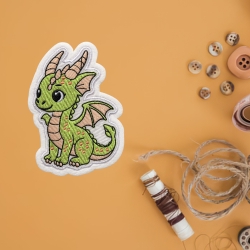 Grüner Drache Aufnäher, gesticktes, kleines Bügelbild