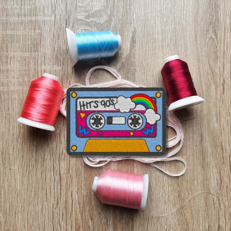 90s Mixtape Patch, Besticktes Retro Kassette Design